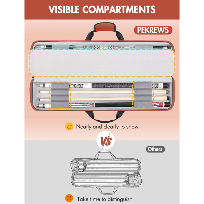 Чохол для більярдної кулі, сумка для 4 кулі та 5 шесток, м'яка підкладка, регульований ремінь, для жінок та чоловіків, Deluxe, помаранчевий