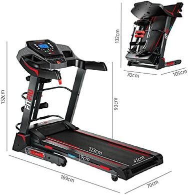 Біговий тренажер FITFIU Fitness MC-500 зі складною конструкцією, автоматичним нахилом, 18 км/год, пульсометром, Bluetooth та підключенням до додатків (Kinomap, Spax, Zwift), площа бігового полотна 41x123 см, максимальне навантаження 120 кг