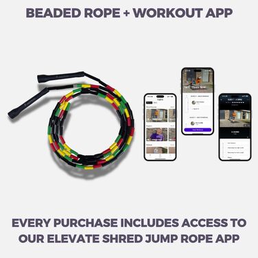 Стрибкове канат Elevate Rope Professional з перлинками, 3м, регульований, поліестер, для фрістайлу, кардіо та трюків, для всіх рівнів, для використання в приміщенні та на вулиці (Rasta)