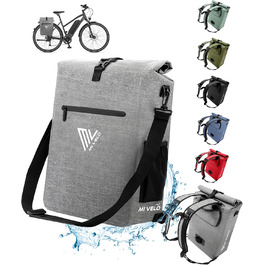 Велосумка MIVELO 3-в-1 для багажника, рюкзак і сумка через плече, водонепроникна, без ПВХ, з відсіком для ноутбука, сіра