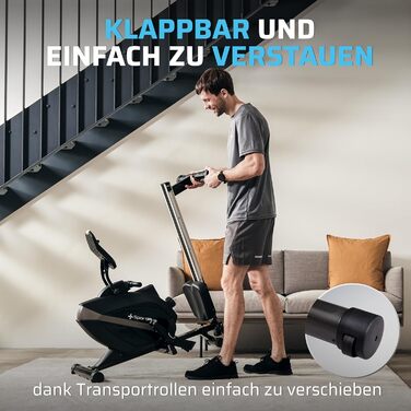 Гребний тренажер SportPlus для дому, складаний, з тихою магнітною системою гальмування, комп'ютером для тренувань, для дому, фітнес-обладнання, сумісний з додатком