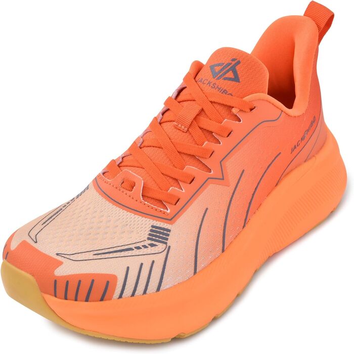 Чоловічі кросівки JACKSHIBO з широкою передньою частиною та підтримкою стопи. Ідеальні для бігу, ходьби, тенісу та ортопедичної підтримки плоскостопості. Широкі, зручні, з товстою підошвою, розмір 46 EU, колір: помаранчевий, візерунок 