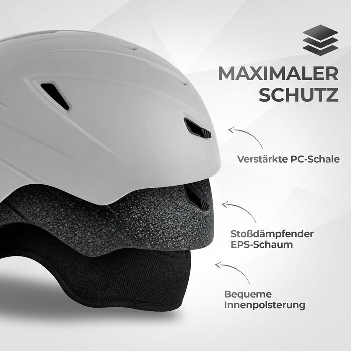 Шолом гірськолижний чоловічий, сірий, з вентиляцією, полікарбонат, захист від ударів, унісекс, розмір L