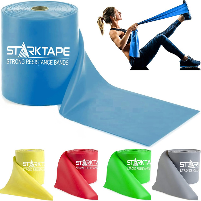 Професійні стрічки-еспандери Starktape 23 м, сині, без латексу, для фітнесу, пілатесу, реабілітації, домашніх тренувань
