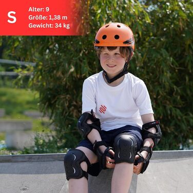 Захисний комплект для скейтборду SKATEWIZ: дитячий, підлітковий, дорослий – 6 предметів (наколінники, налокітники, захист зап'ясть), німецький виробник