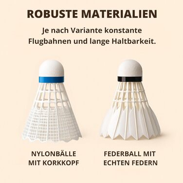 Набір для бадмінтону BEST SPORTING: 6 турнірних м'ячів з натураним пір'ям, середня швидкість