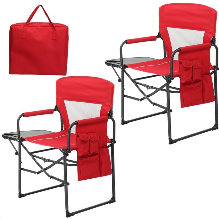 Кемпінговий стілець LEADZM складний з бічним столиком та відділенням для зберігання, вентильована спинка, 10 кг вантажопідйомність, 600D Oxford тканину, металевий каркас, 6x60x9 см, легкий та компактний для відпочинку на природі, риболовлі, фестивалів (2 
