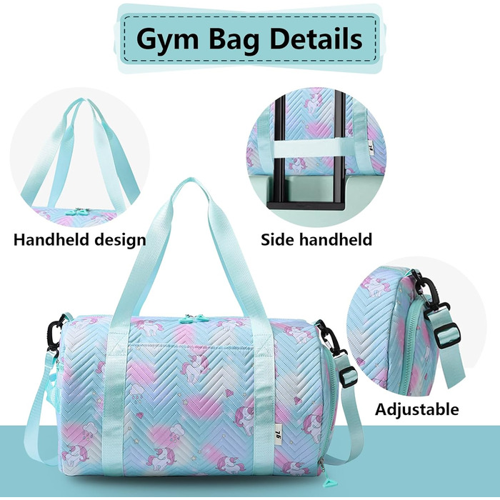 Спортивна сумка з єдинорогом, маленька, унісекс (зелена)