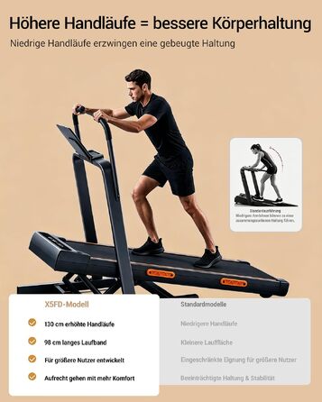 Складана бігова доріжка UMAY Walking Pad з нахилом 40% для дому та офісу, подовжені поручні 130 см, компактний дизайн, безшумна робота, чорна