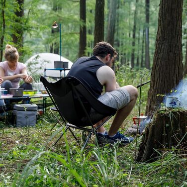 Складний туристичний стілець Naturehike - легкий, для кемпінгу, риболовлі, пікніків та хайкінгу (чорний)