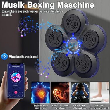 Музична боксерська машина з Bluetooth, LED-підсвічуванням та регулюванням інтенсивності, для дорослих та дітей, для зняття стресу