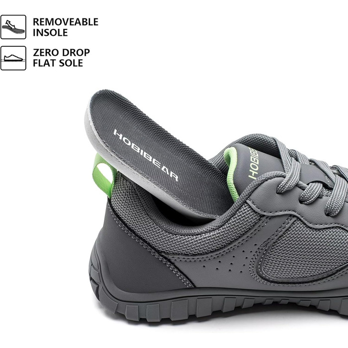 Взуття для бігу HOBIBEAR | Кросівки для трейлраннінгу з широкою передньою частиною | Сірі, 44 EU