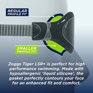 Окуляри для плавання Zoggs Tiger для дорослих, антифог, UV-захист, титанова лінза, чорні/помаранчеві/димчасті, комфортна посадка