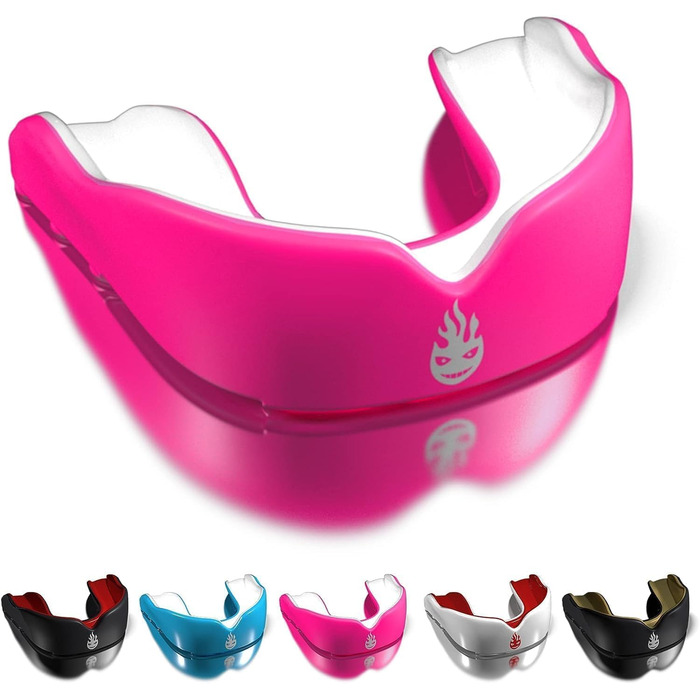 Захист рота Dr. Knox для дорослих, дітей та підлітків – капу для контактних видів спорту (бокс, єдиноборства, футбол, баскетбол, хокей) – чорний/золотий (дорослий (>11), рожевий/білий (юніор (<11))