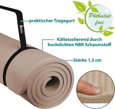 Йога мат ALPIDEX Extra Dick 1,5 см: килимок для йоги, фітнесу, пілатесу, гімнастики, HIIT, фізіотерапії. Антиковзка, без фталатів, 190 x 80 x 1.5 см