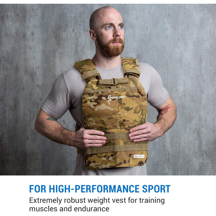 Capital Sports Battlevest 2.0 - Вага жилет для тренувань, 13.2 кг, камуфляж
