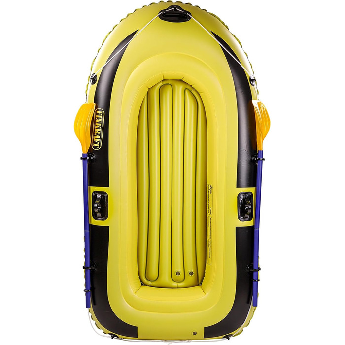 Надувне човен DEMA для 2 осіб (150 кг) з веслами та насосом, жовто-сірий