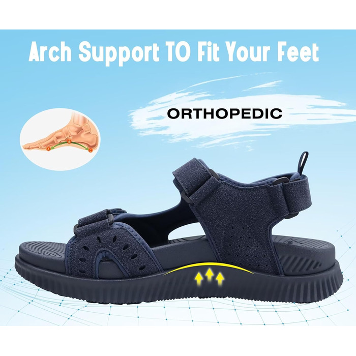 Чоловічі сандалі KuaiLu для трекінгу та відпочинку, ортопедичні, сині, розмір 42 EU