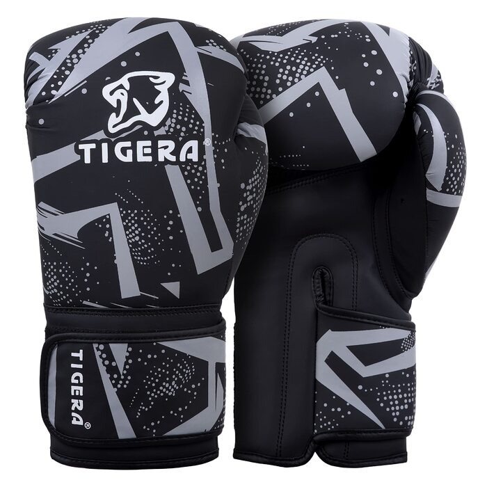Боксерські рукавиці Tigera 10oz, 12oz, 14oz, 16oz для боксу, MMA, спарингу, муай тай, кікбоксингу – сірі