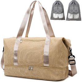 Спортивна сумка-валіза для жінок, 35L, Weekender, Travel Duffle Bag з відділенням для взуття та мокрих речей, пляжна/тренувальна сумка, ручна поклажа для спортзалу, подорожей, відпочинку (Хакі)