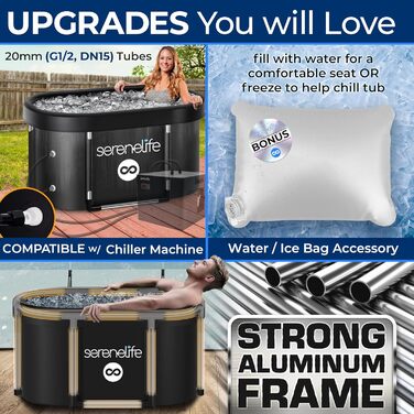 Кріованна SereneLife 105 галонів для відновлення спортсменів, терапія холодної води, портативна для дому та вулиці