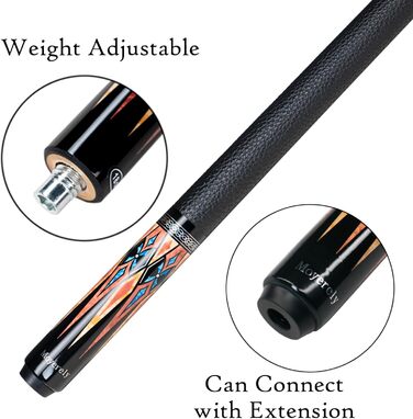 Професійний більярдний кий Moyerely з карбону, 11.8/12.5 мм, низька відбиваність, з чохлом MF1-PU Wrap + подовжувач (MF2-PU Wrap + подовжувач, 12.5 мм)