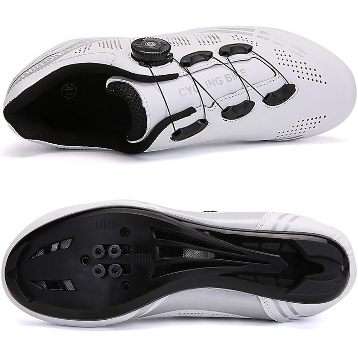 Велотуфлі для чоловіків та жінок, шосейні велотуфлі з клітами, SPD, MTB, Road Bikes, сумісні з велотренажером, для катання на відкритому повітрі, розміри 36-47 EU, білі