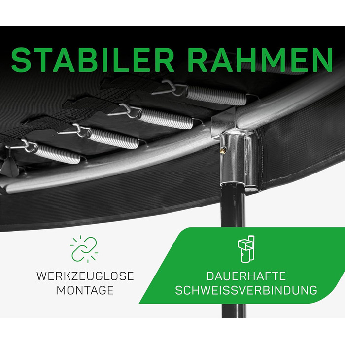 Круглий вуличний батут Salta Comfort Edition ⌀213/305/366см - комплект з захисним покриттям, сіткою та пружинами (TÜV geprüft, чорний/зелений/рожевий)