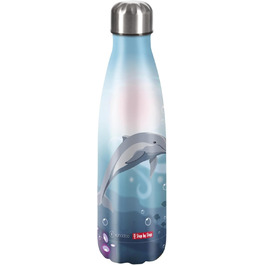 Термос-бутилка з нержавіючої сталі Step by Step Dolphin Pippa синя, 0,5 л, для газованих напоїв, герметична, з гвинтовою кришкою, 100% перероблювана, для школи та відпочинку