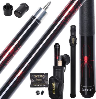 Більярдний кий CUEELF з жорстким кейсом, низький кут відхилення, професійний, 553-595 г