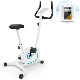 Велотренажер KLAR FIT Myon Cycle з маховиком 12 кг, ремінний привід SilentBelt, 8 рівнів навантаження, вимірювач пульсу, регульована висота сидіння, підставка для планшета, білий