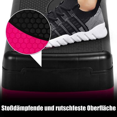 GYMAX Steppbrett регульоване по висоті, степер з 3 сходинками (10/15/20 см), аеробічний степбірд до 250 кг, Stepbench з PP для гімнастики, фітнесу та тренувань