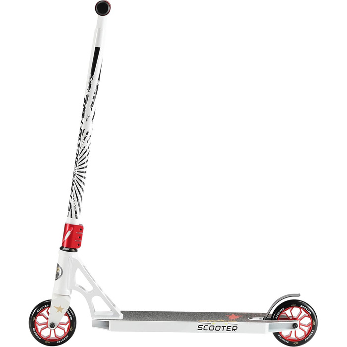 Трюковий самокат STAR SCOOTER Pro Sport 120 мм для дітей від 7 років та дорослих, алюмінієвий, біло-червоний