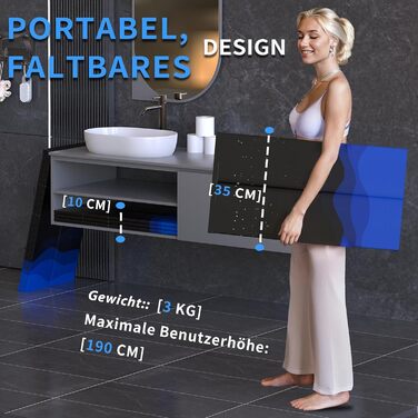 Портативна складана ванна для дорослих (80x66 см) - для відпочинку, душу, SPA, крижаного душу для спортсменів (чорний)