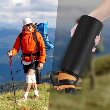 Фляга спортивна Fjbottle Edelstahl 1 л з магнітною кришкою, BPA-free, чорна - пляшка для води, школи, фітнесу