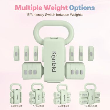 Регульований набір гантелей 2 шт. 4-в-1 для жінок, 0.9-2.3 кг, для дому