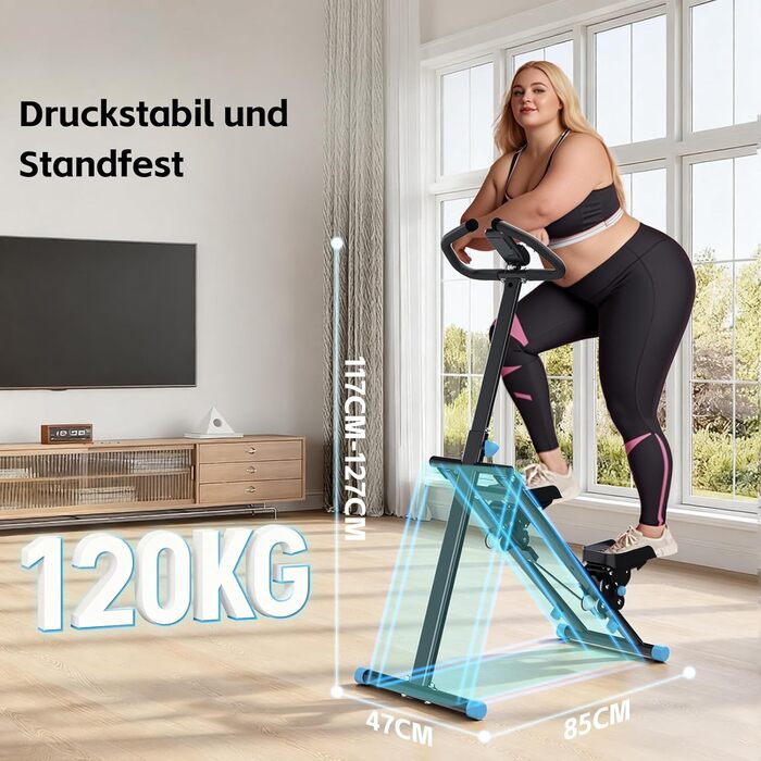 Вертикальний степер Mdeam для дому з широким кроком, складаний, з ручками, для кардіотренувань, чорний