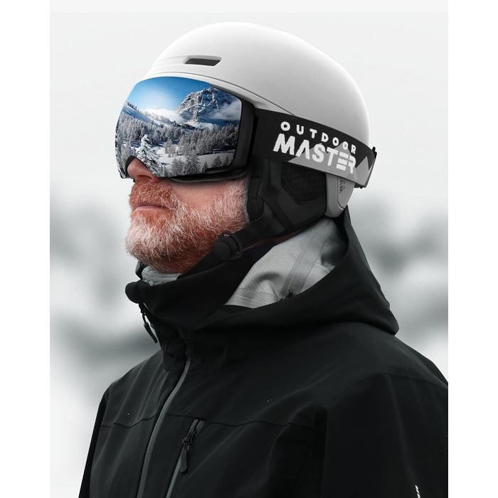 Захисний комплект OutdoorMaster MIPS: лижний шолом і маска PRO, регульований, для сноуборду та гірських лиж, чоловіків, жінок і підлітків, білий, розмір M