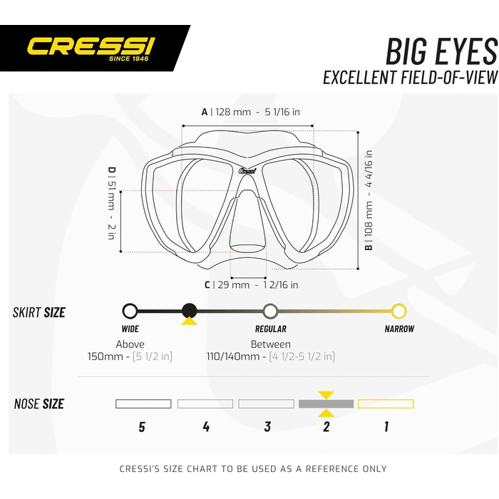 Набір для дайвінгу Cressi Big Eyes + Alpha U.D., універсальна маска з підвищеною оглядовістю та сухим трубкою, чорна, для підводного плавання та снорклінгу
