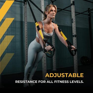 Петлі для тренувань Resistance Trainer Pro Xtreme Straps Army з регульованим дверним анкером, жовті, для фітнесу вдома, подорожей, тренувань у приміщенні та на вулиці