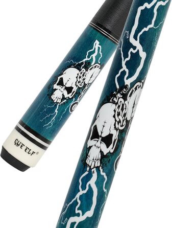 Професійний більярдний кий CUEELF з мотивом черепа, 13 мм, чорна вершинка, канадський клен, 21 oz