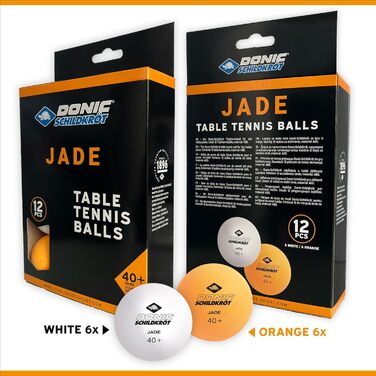 М'яч для настільного тенісу Donic-Schildkröt Jade, Poly 40+, білий, оранжевий, мікс, 6/12/72/144 шт.