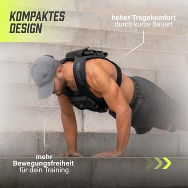 Утяжелитель Müller & Blum Premium 20 кг / 10 кг, регульований жилет для фітнесу з вантажами, чоловічий та жіночий, Cordura, для силових тренувань, чорний 20 кг