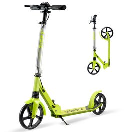 Тролелер ZIFFY для дітей та дорослих, 6-12 років, зелено-фіолетовий, діаметр коліс 200 мм, ABEC-9, амортизація, складаний алюмінієвий каркас, регульований кермо 79-106 см, ручне гальмо, вантажопідйомність 118 кг