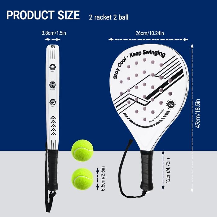 Набір для пляжного тенісу Padelschläger 2 шт. ABS/EVA, з м'ячами та сумкою для перенесення - для дорослих, пляж, басейн, подвір'я