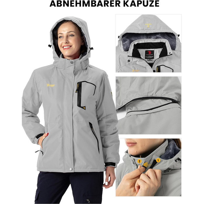 Жіноча куртка: флісова, зимова, водонепроникна, дихаюча, тепла, вітрозахисна, софтшел з капюшоном, для активного відпочинку (S, світло-сіра)