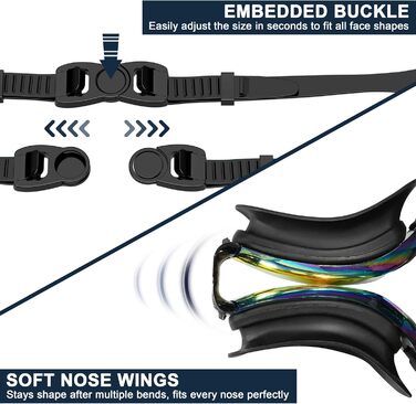 Окуляри для плавання дорослих та юніорів - антизапарні, HD лінзи, захист від УФ, водонепроникний ущільнювач, для тренувань, пляжу/басейну - зручна посадка, унісекс, чоловічі та жіночі окуляри для плавання