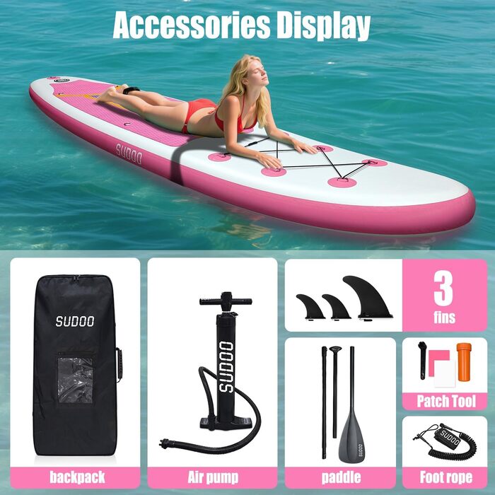 SUP дошка SUDOO надувна 300x76x15 см, 6