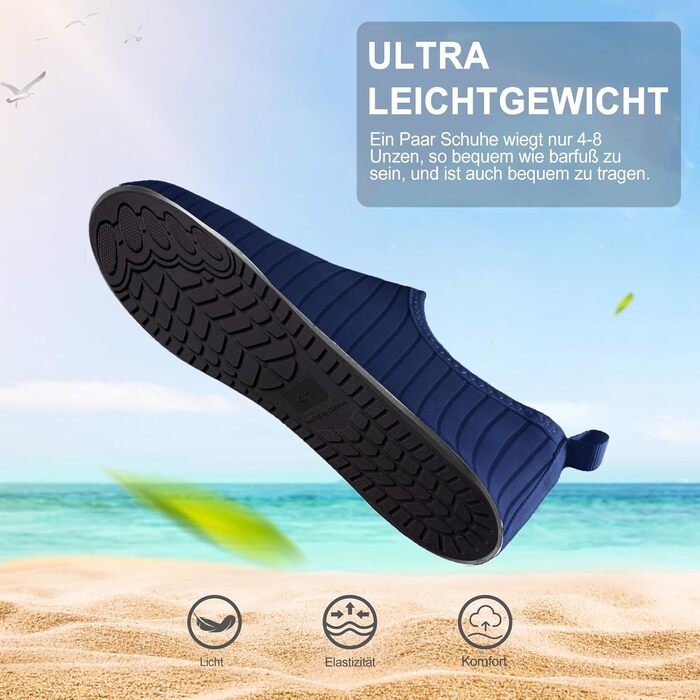 Водні черевики для плавання та відпочинку на пляжі - чоловічі та жіночі (43 EU, сині смужки)