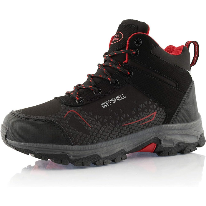 Черевики для туризму жіночі та чоловічі, зимові, водовідштовхувальні, чорно-червоні (36 EU)
